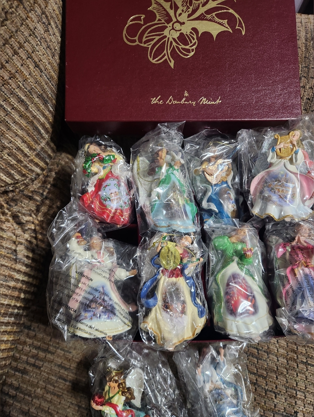 Vintage Danbury Mint Heavenly Angels Christmas Ornaments Set Of 10 With Box Mint